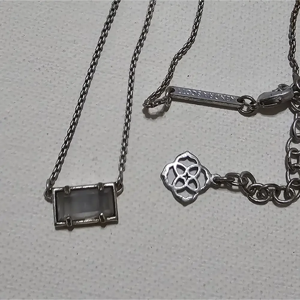 Kendra Scott Silver and Slate Grey Cats Eye Necklace - Picture 4 of 5